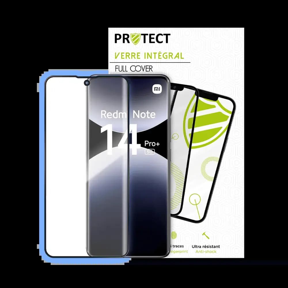 Verre trempé intégral 5D 9H – protection écran Xiaomi Redmi Note 14 Pro+ 5G – PROTECT Noir