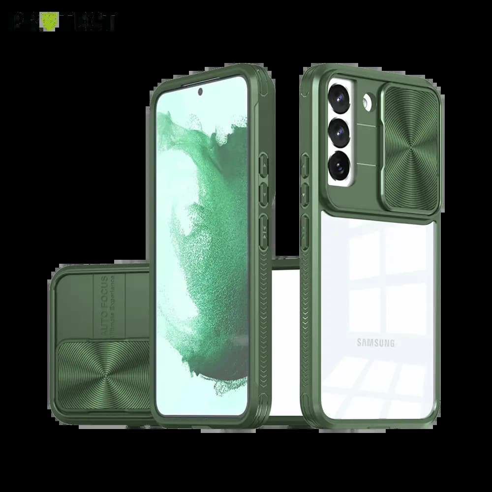 Coque Samsung Galaxy S22+ avec cache caméra - PROTECT IE027 Vert Foncé