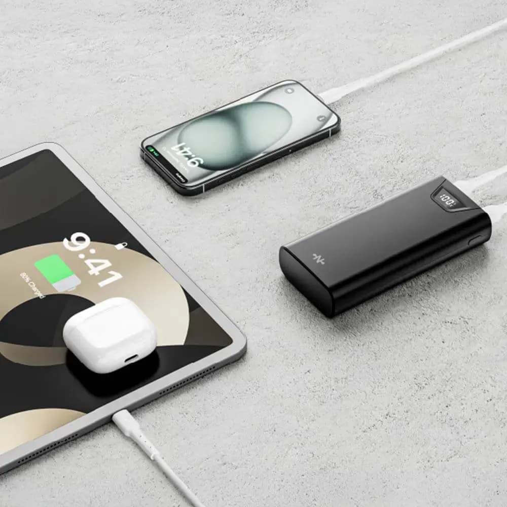 Batterie externe 20000mAh avec affichage digital et charge rapide 15W - CONNECT Noir - Vue 2