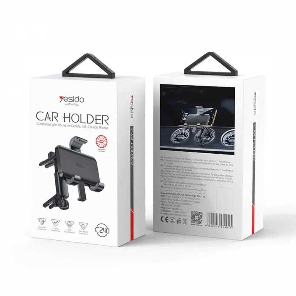Support smartphone pour voiture fixation grille d'aération Mercedes Yesido C240 Noir