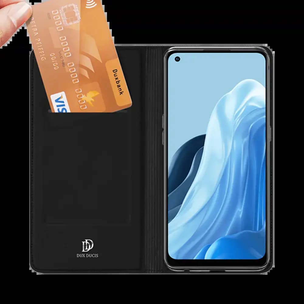 Housse folio OPPO Reno7 4G porte-carte - Dux Ducis Skin Pro Bleu - Vue 2