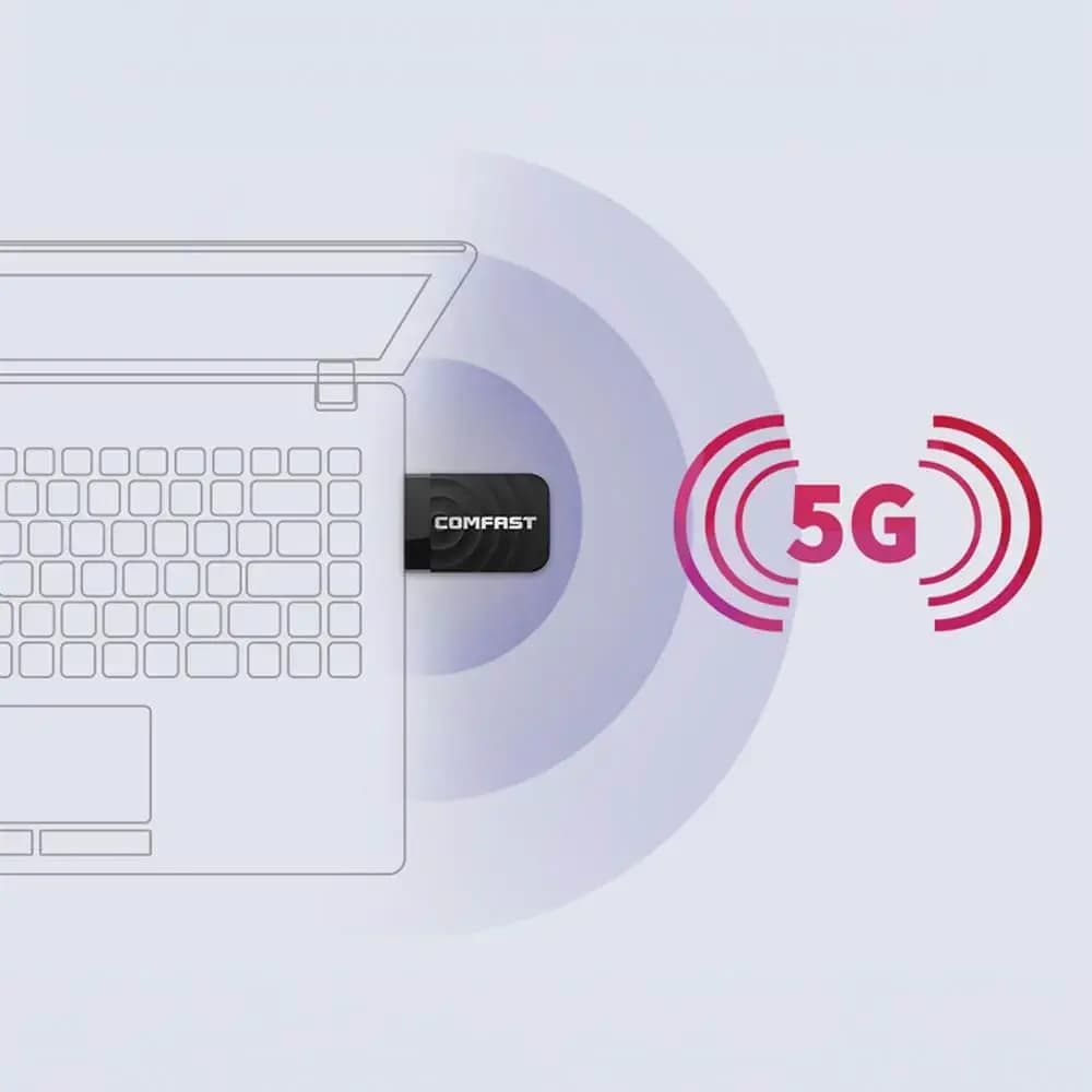 Clé Wifi 1300Mbps Comfast CF-812AC V2 Noir