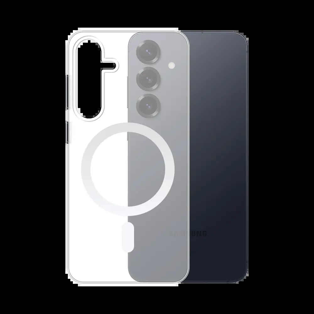 Coque MagSafe silicone transparente iPhone Samsung Galaxy S25