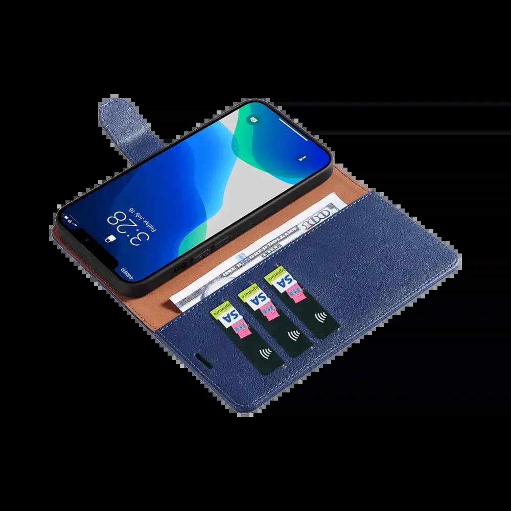 Housse folio anti-RFID iPhone 13 – PROTECT IP011 Bleu Marine