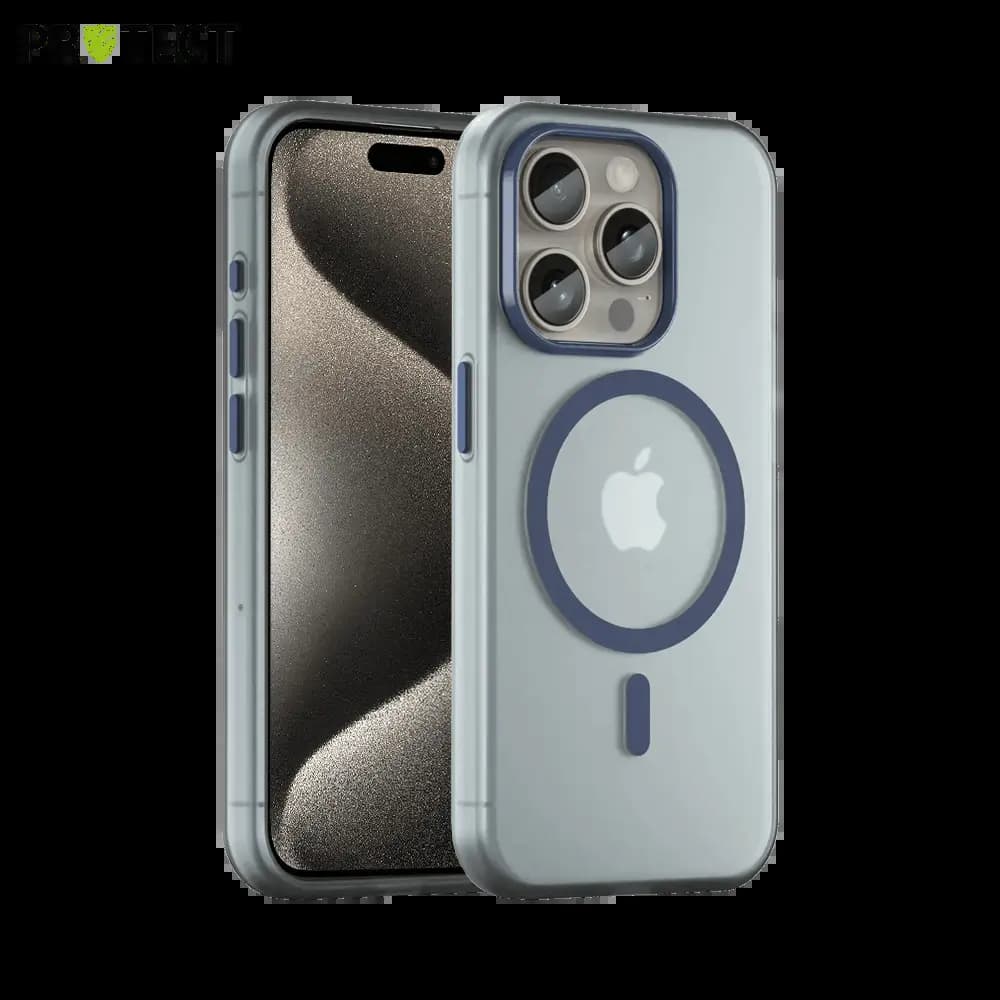 Coque MagSafe bi-matière iPhone 15 Pro Max - PROTECT MF-006 Bleu Marine