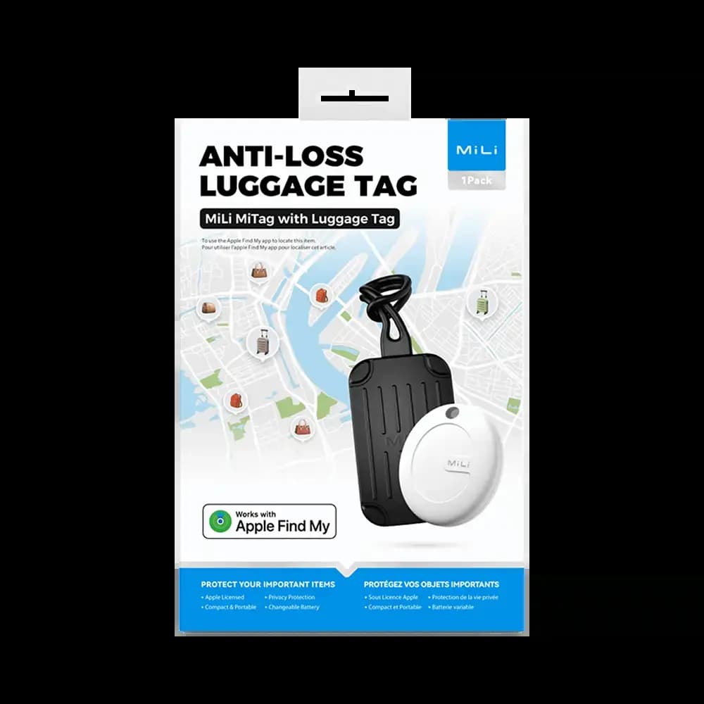 Traceur GPS Bagage MILI MiTag pour iOS Apple Find My - étiquette de voyage intégrée Noir