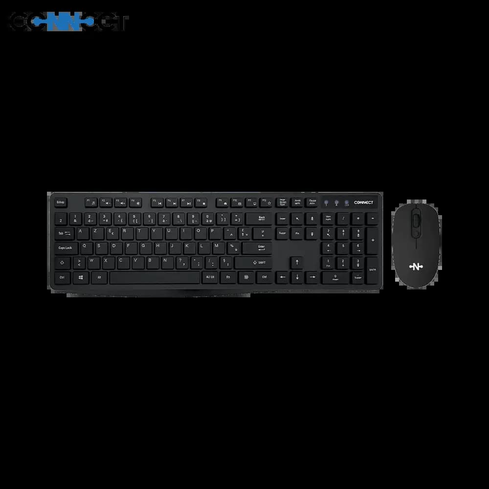 Pack clavier souris sans fil (AZERTY) - CONNECT Noir