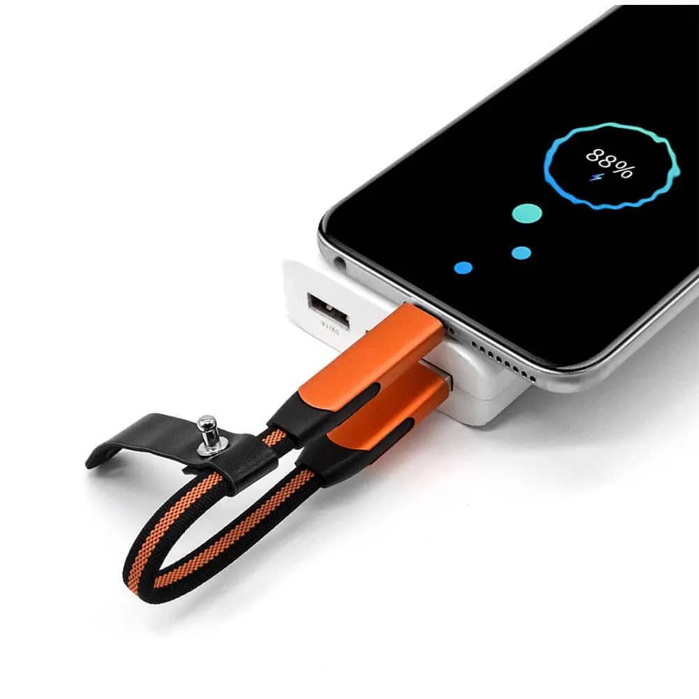Porte-Clés Multi-Câbles 5 en 1 (Lightning + 2x USB-C + USB-A) Rouge