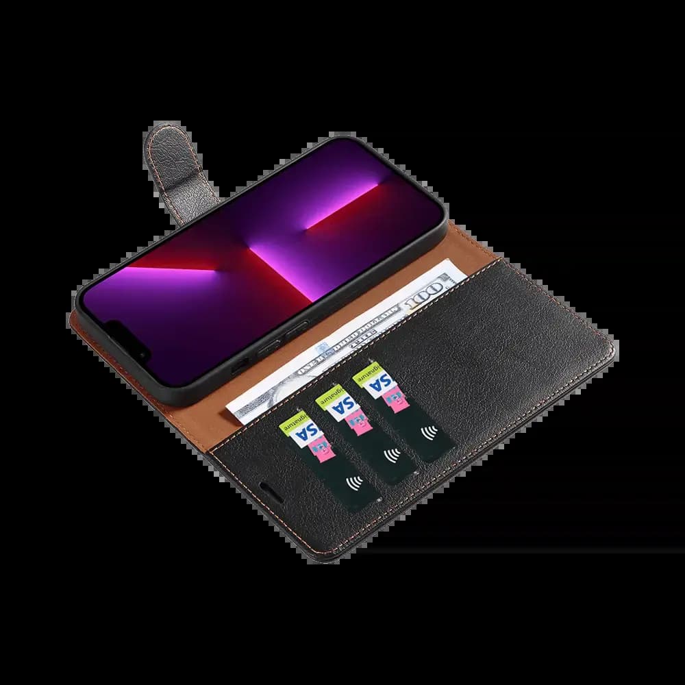 Housse folio anti-RFID iPhone 12 / 12 Pro – PROTECT IP011 Noir - Vue 3