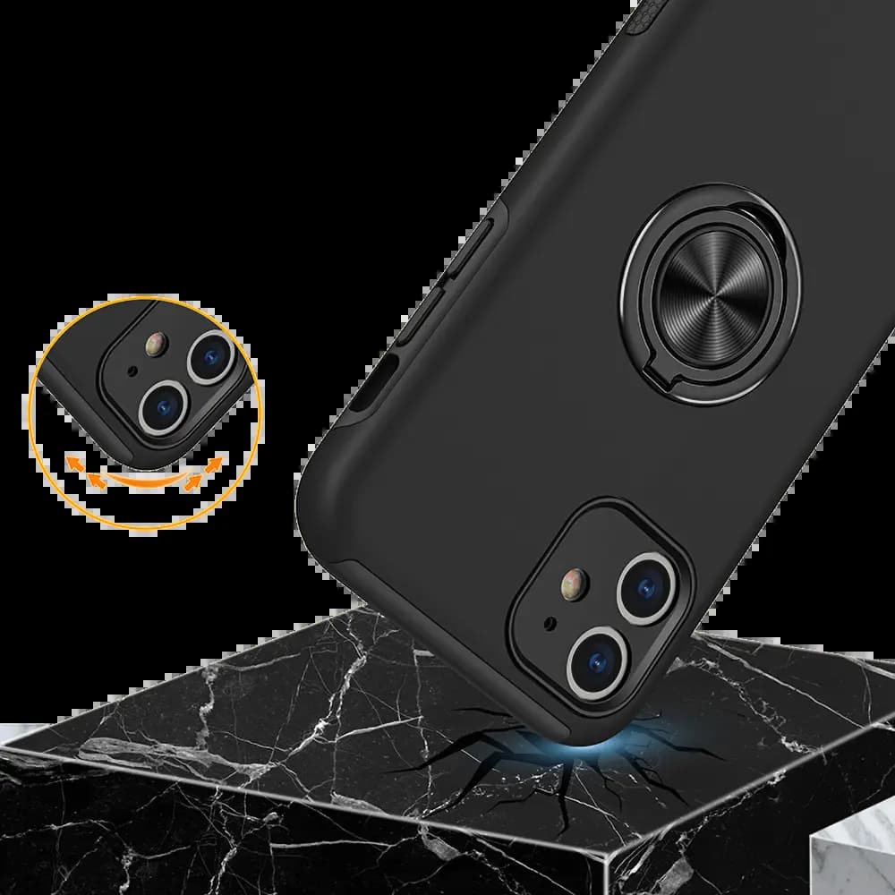 Coque de protection iPhone 11 avec anneau rotatif - PROTECT IE013 Noir - Vue 5