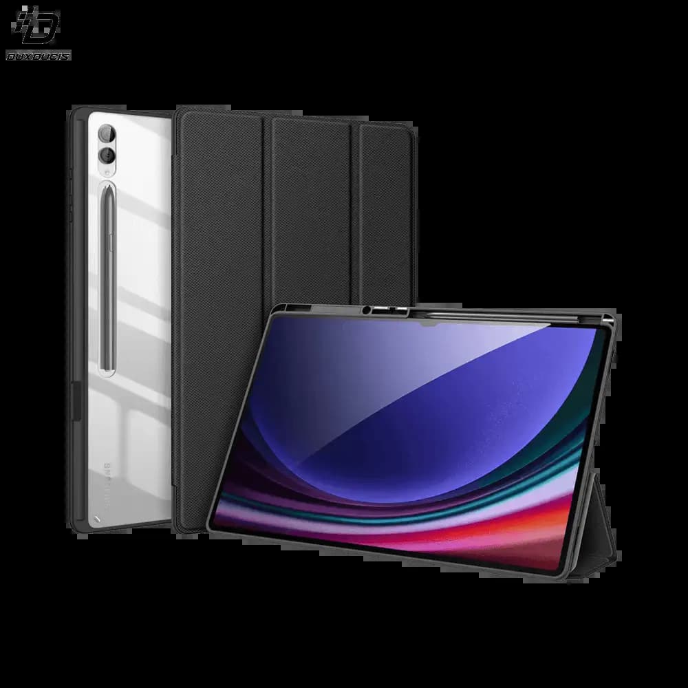 Housse folio Samsung Galaxy Tab S9 Ultra avec dos transparent & porte-stylet - Dux Ducis Toby Noir