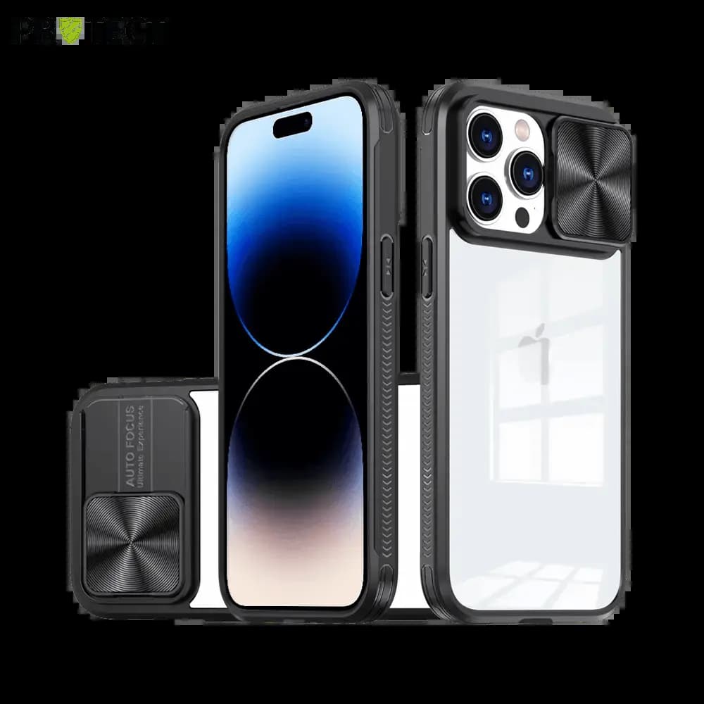 Coque iPhone 14 Pro avec cache caméra - PROTECT IE027 Noir