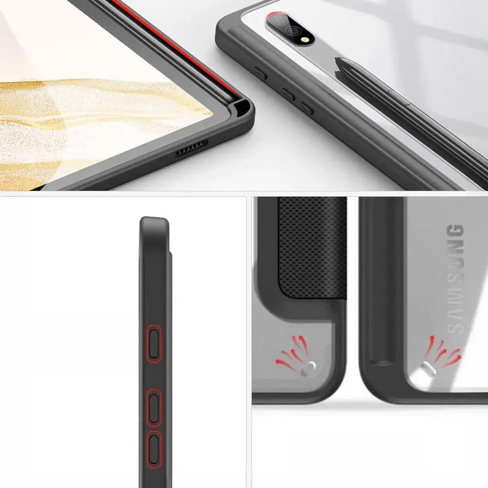 Housse folio Samsung Galaxy Tab S8+ avec dos transparent & porte-stylet - Dux Ducis Toby Noir