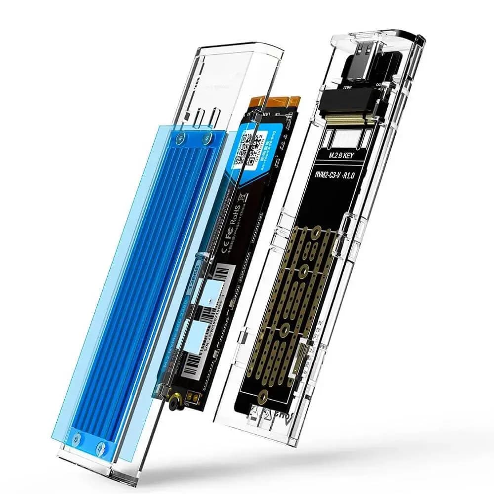Boîtier SSD M.2 NVMe & SATA USB-C 10Gbps - Orico Transparent