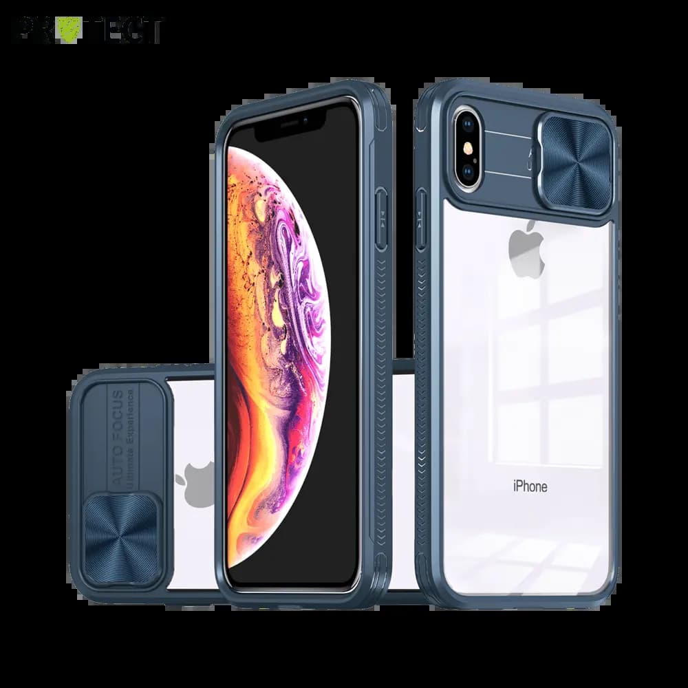 Coque iPhone XS Max avec cache caméra - PROTECT IE027 Bleu Marine