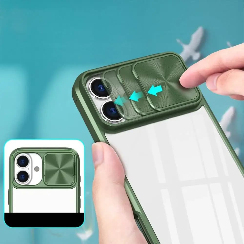 Coque avec cache caméra iPhone 16 Plus – PROTECT IE027 Vert Foncé - Vue 3