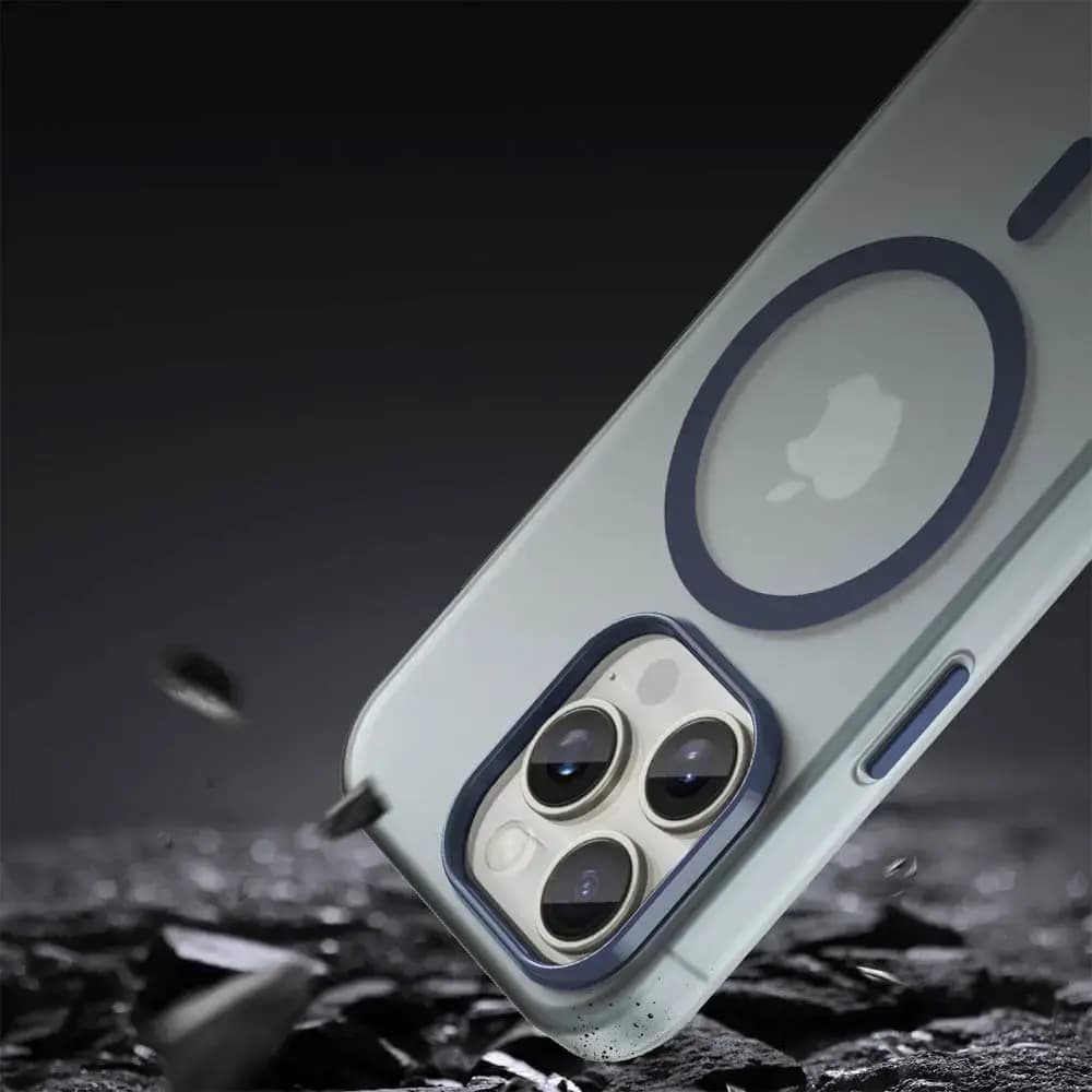 Coque MagSafe bi-matière iPhone 15 Pro - PROTECT MF-006 Bleu Marine