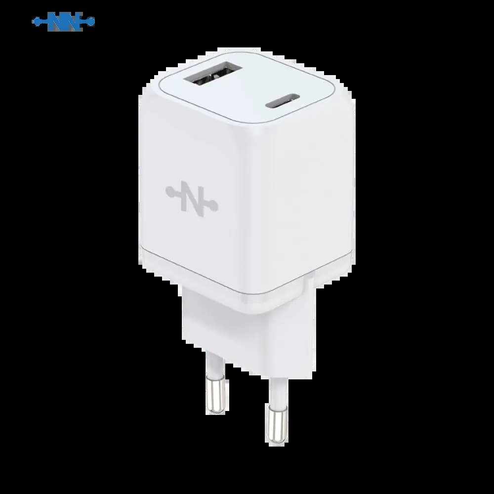Chargeur secteur GaN 33W USB-C + USB-A - CONNECT Blanc