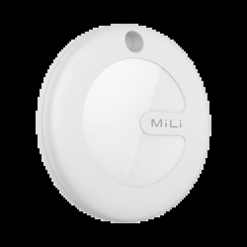Traceur GPS Apple Find My & Google Find Hub avec étui en cuir PU - MILI MiTag Duo Blanc