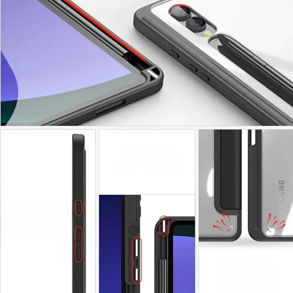 Housse folio Samsung Galaxy Tab S9 Ultra avec dos transparent & porte-stylet - Dux Ducis Toby Bleu