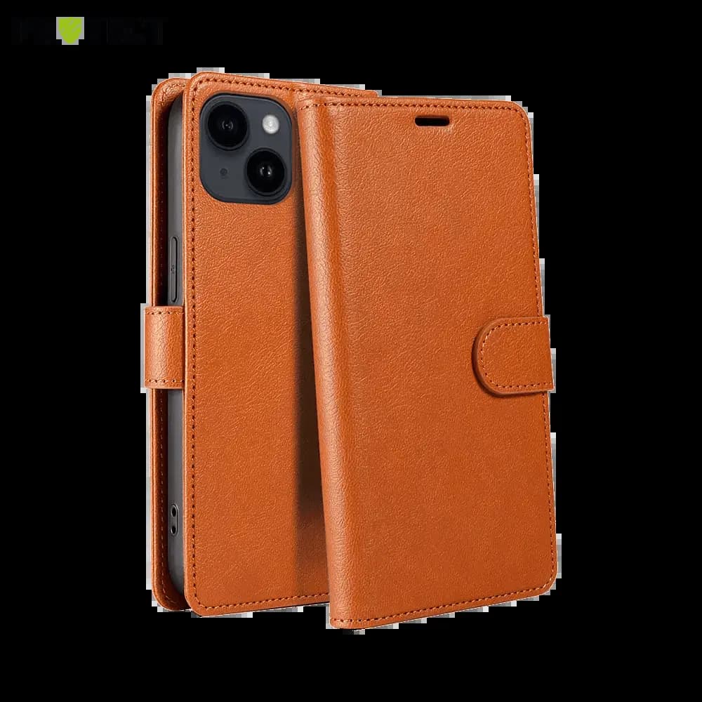 Housse folio anti-RFID iPhone 14 - PROTECT IP011 Marron