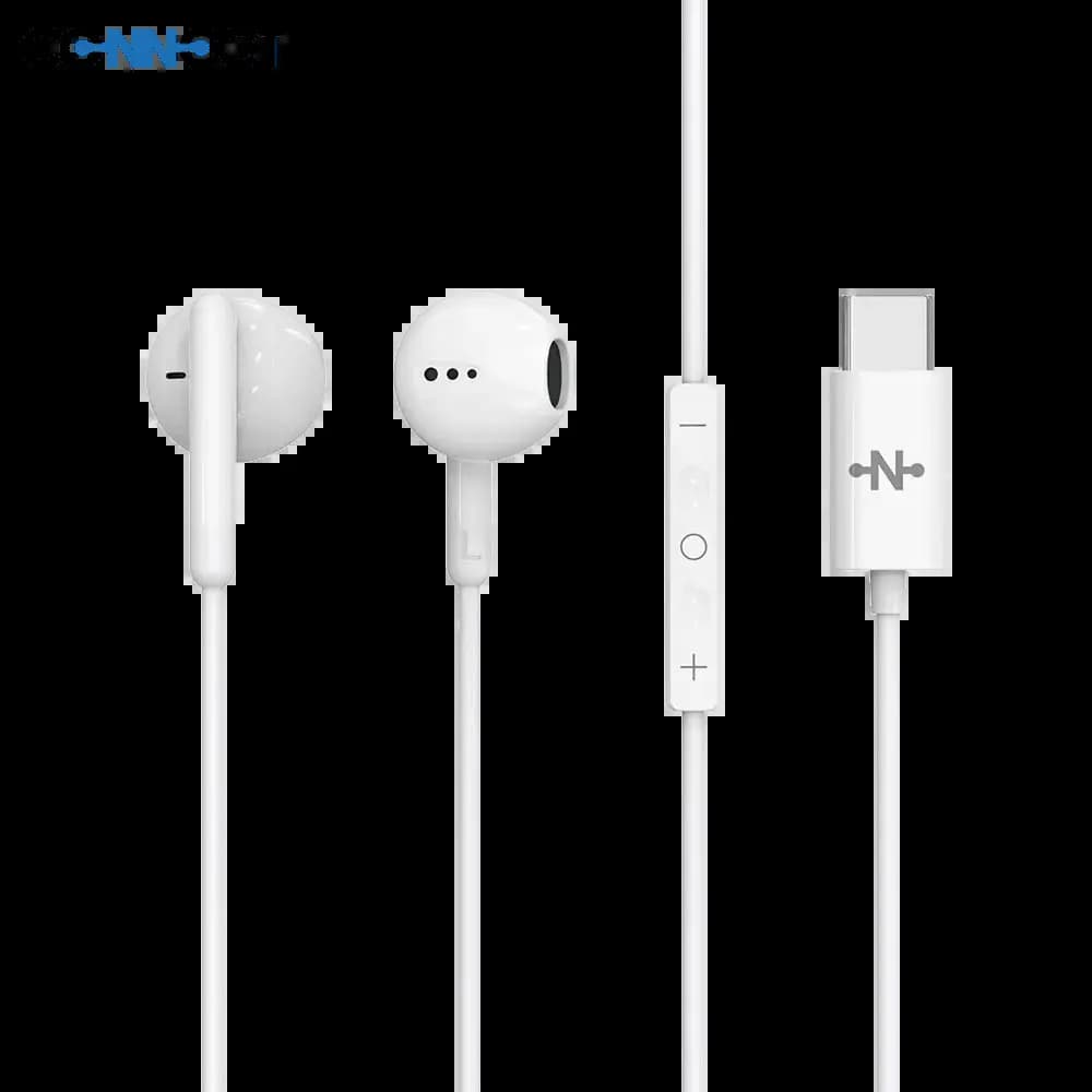 Écouteurs filaires USB-C avec micro & télécommande - CONNECT Blanc