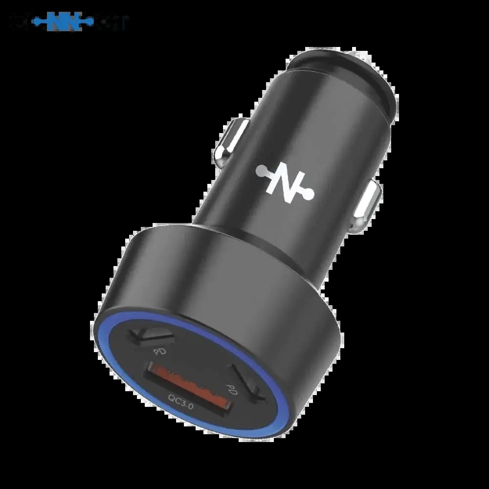 Chargeur allume-cigare 58W 2x USB-C PD + USB QC3.0 - CONNECT Noir