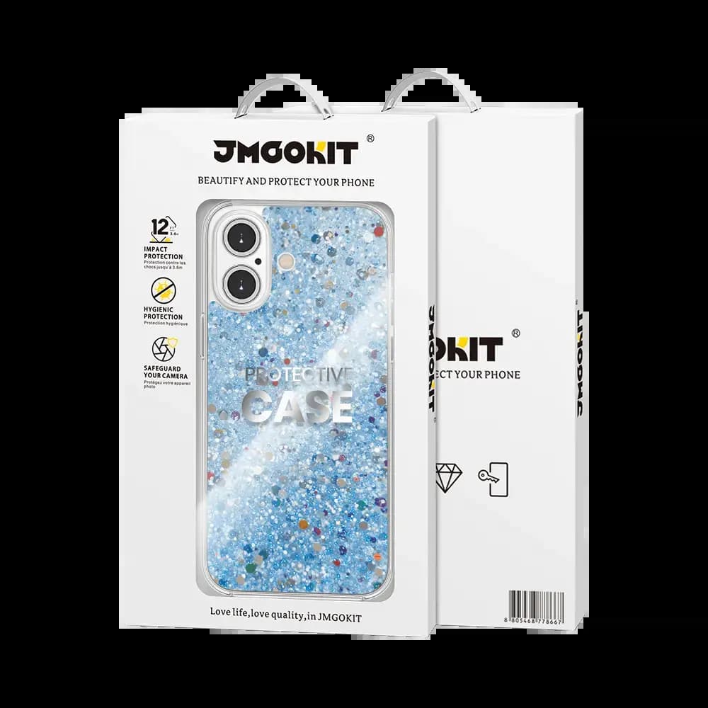 Coque paillettes iPhone 16 Plus Twinkle JMGOKIT - Bleu