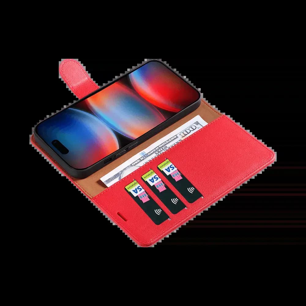 Housse folio anti-RFID iPhone 17 Pro Max – PROTECT IP011 Rouge