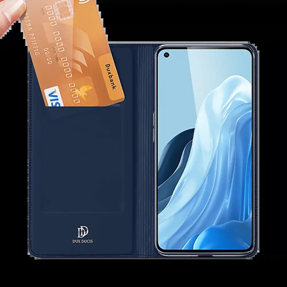 Housse folio OPPO Reno7 Pro 5G porte-carte - Dux Ducis Skin Pro Bleu