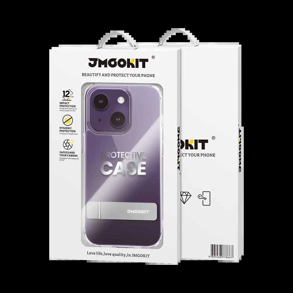 Coque de protection iPhone 14 Plus béquille intégrée - JMGOKIT Metal Bracket Transparent - Vue 3