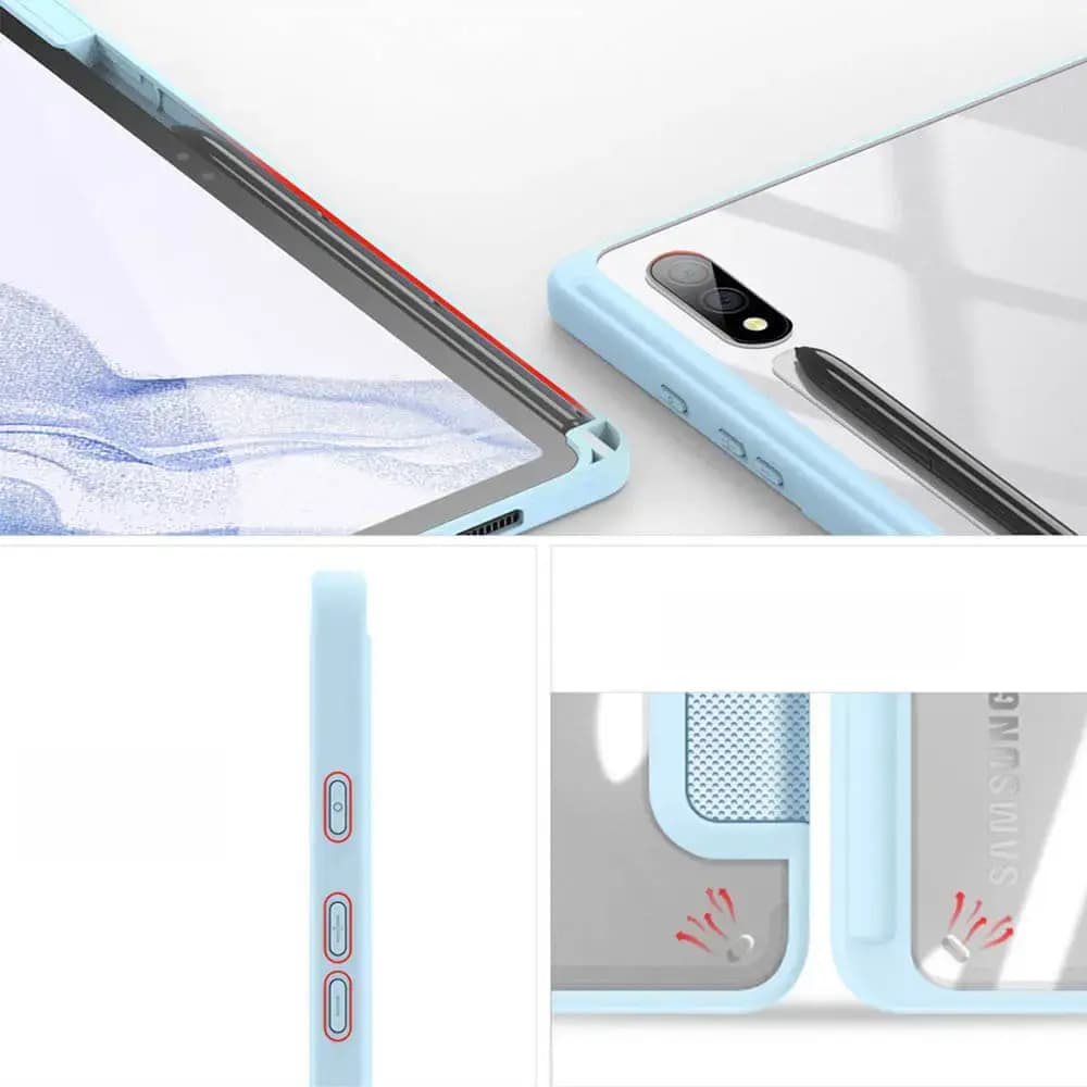 Housse folio Samsung Galaxy Tab S9+ avec dos transparent & porte-stylet - Dux Ducis Toby Bleu
