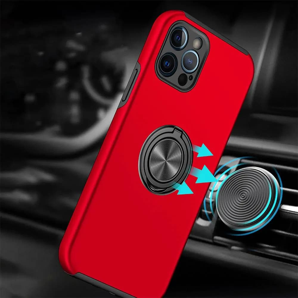 Coque de protection iPhone 12 Pro avec anneau rotatif - PROTECT IE013 Rouge - Vue 4