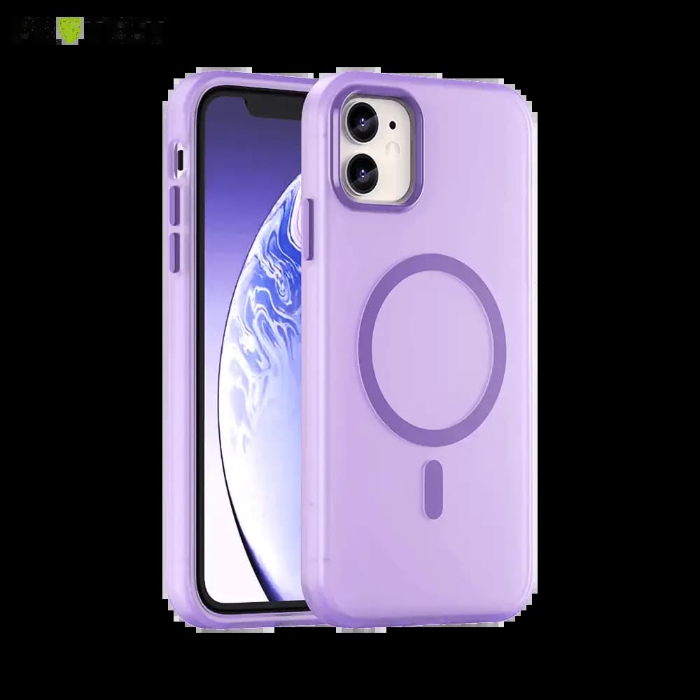 Coque MagSafe bi-matière iPhone 11 - PROTECT MF-006 Violet Foncé