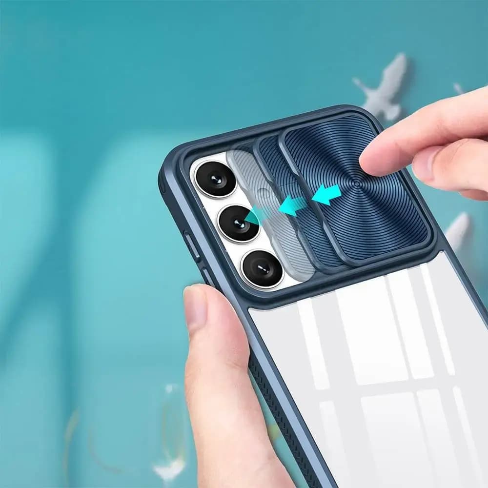 Coque avec cache caméra Samsung Galaxy S25 - PROTECT IE027 Bleu Marine - Vue 3