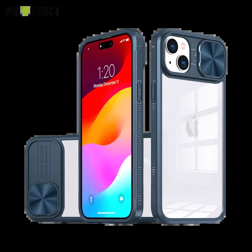 Coque iPhone 15 Plus avec cache caméra - PROTECT IE027 Bleu Marine