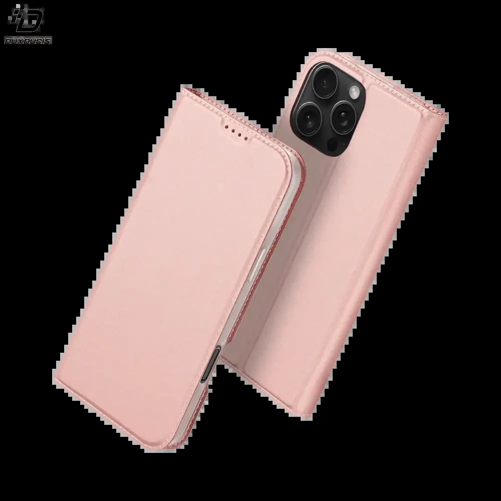Housse folio iPhone 16 Pro Max porte-carte - Dux Ducis Skin Pro Rose