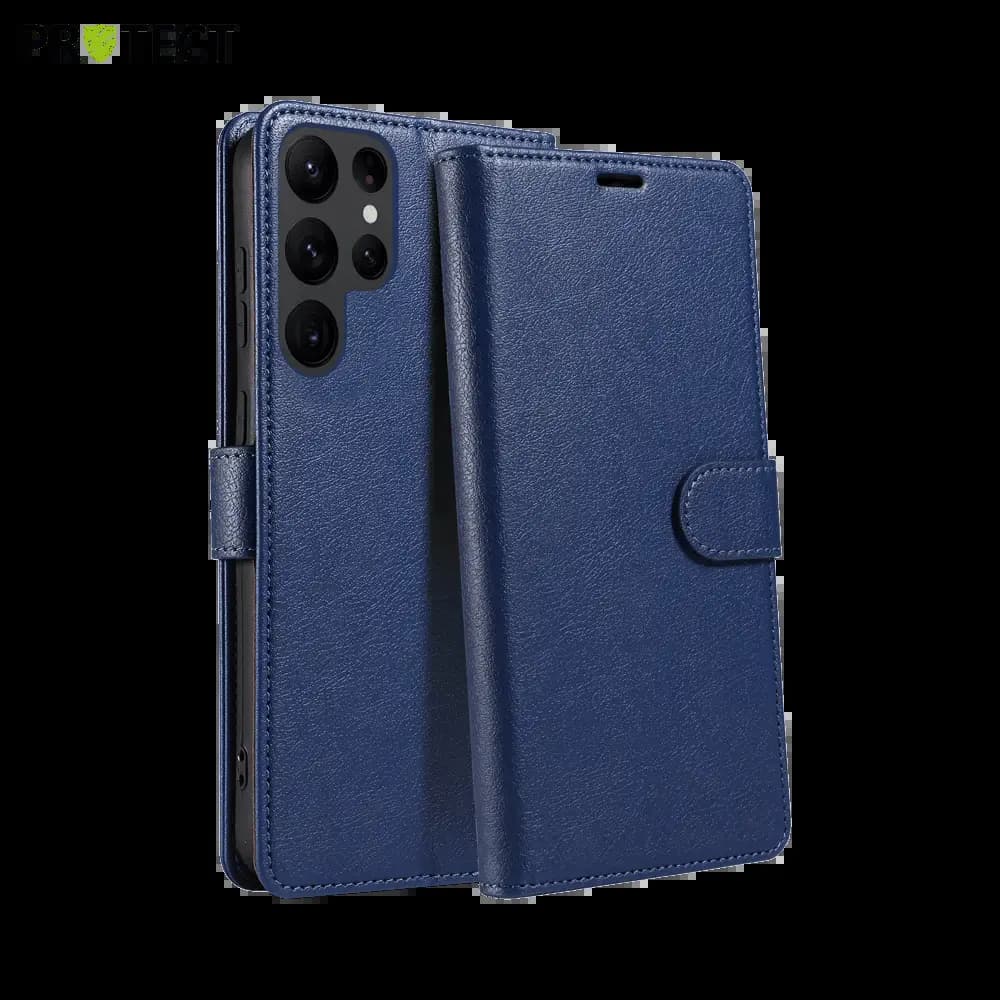 Housse folio anti-RFID Samsung Galaxy S22 Ultra – PROTECT IP011 Bleu Marine