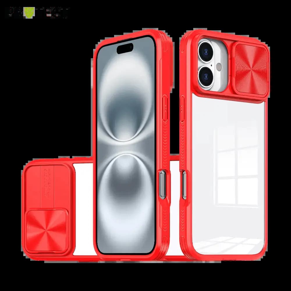 Coque avec cache caméra iPhone 16 – PROTECT IE027 Rouge 