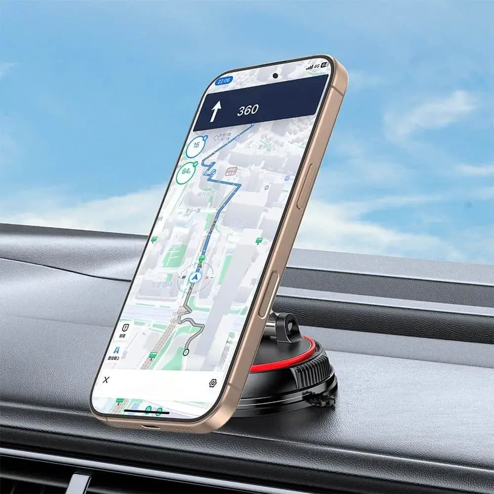 Support smartphone magnétique pour voiture fixation par ventouse - Yesido C219 Noir