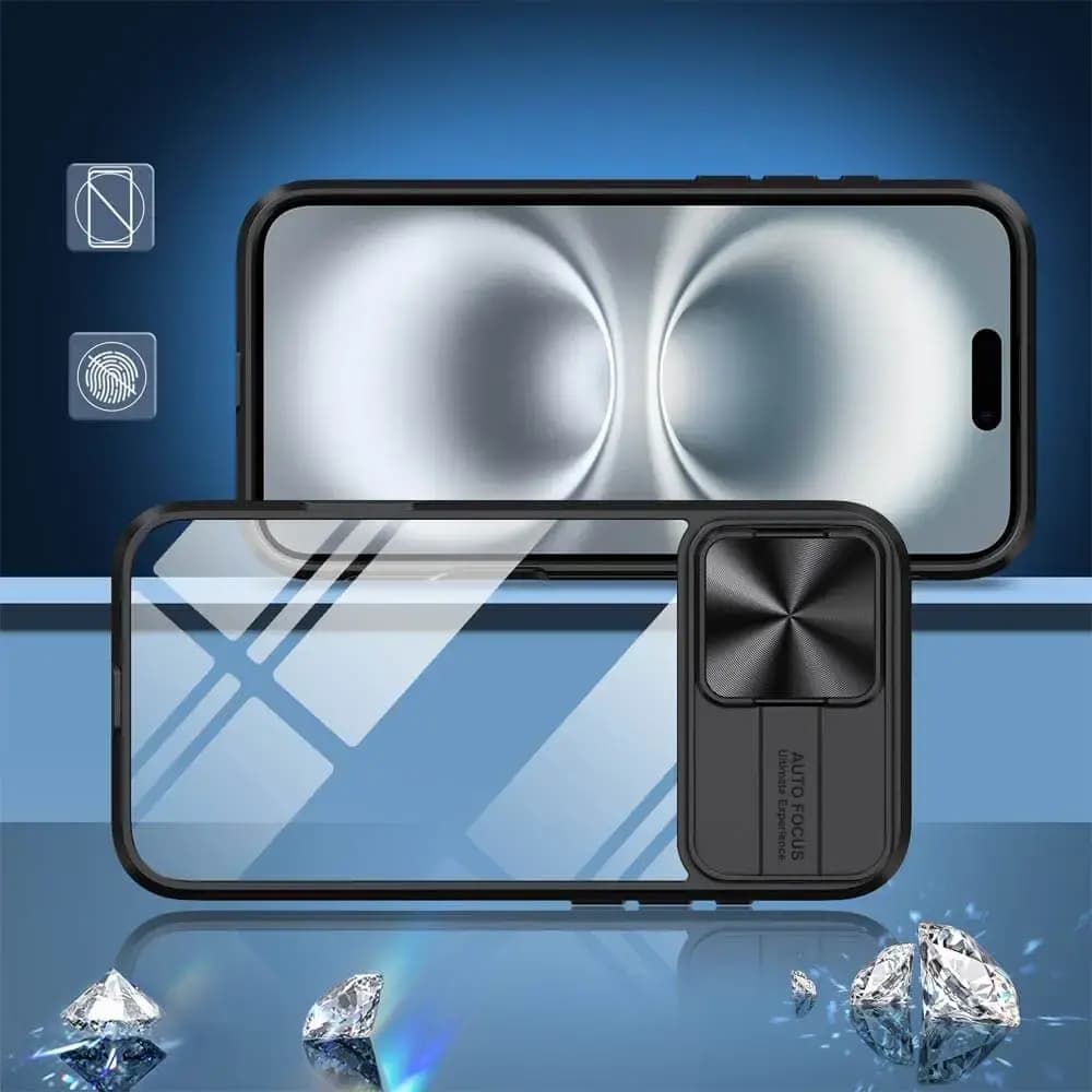 Coque avec cache caméra iPhone 16 – PROTECT IE027 Noir