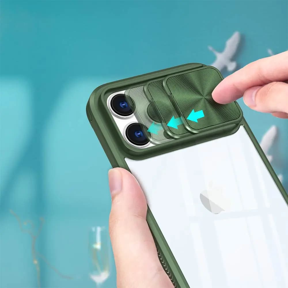 Coque iPhone 13 Pro avec cache caméra - PROTECT IE027 Vert Foncé - Vue 3