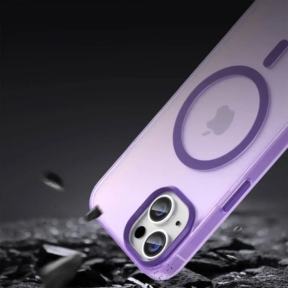 Coque MagSafe bi-matière iPhone 14 - PROTECT MF-006 Violet Foncé