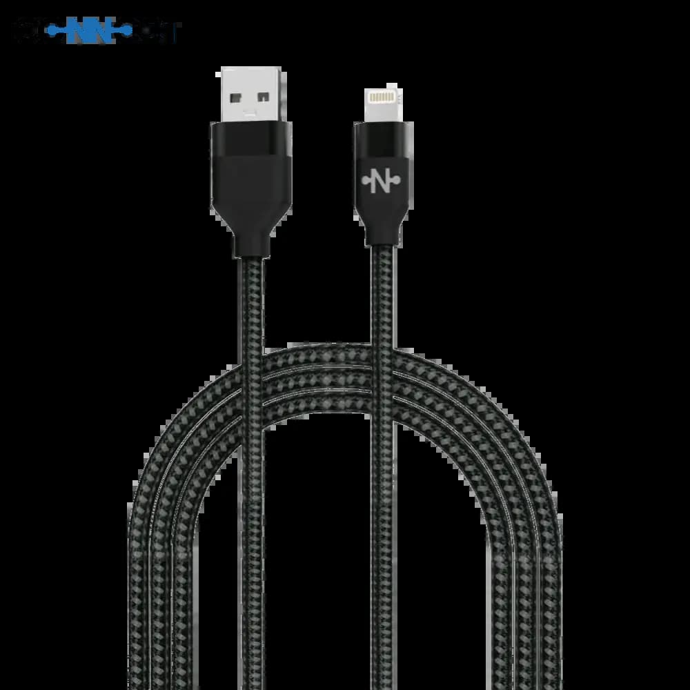 Câble Data Nylon Tressé USB vers Lightning CONNECT (1m) Noir