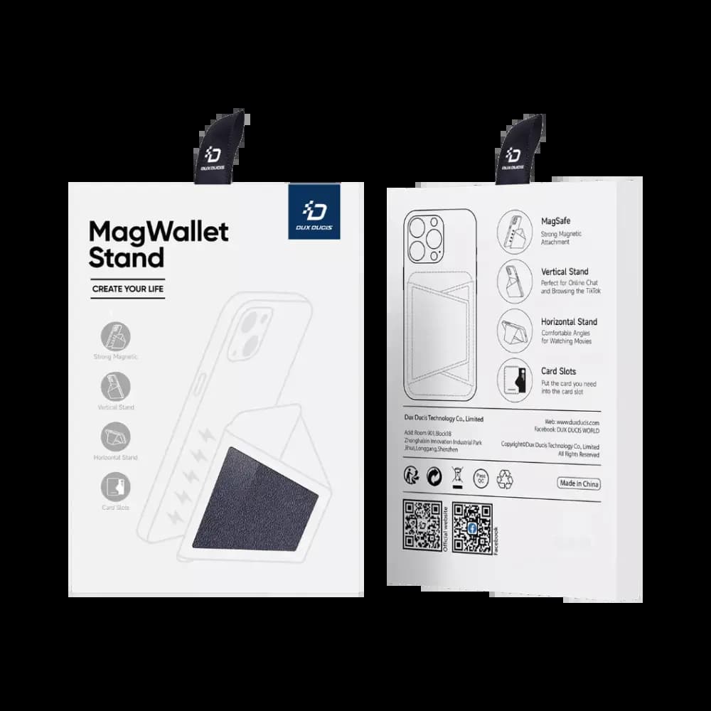 Support smartphone avec MagSafe - Dux Ducis Magnetic Wallet Stand Bleu Marine
