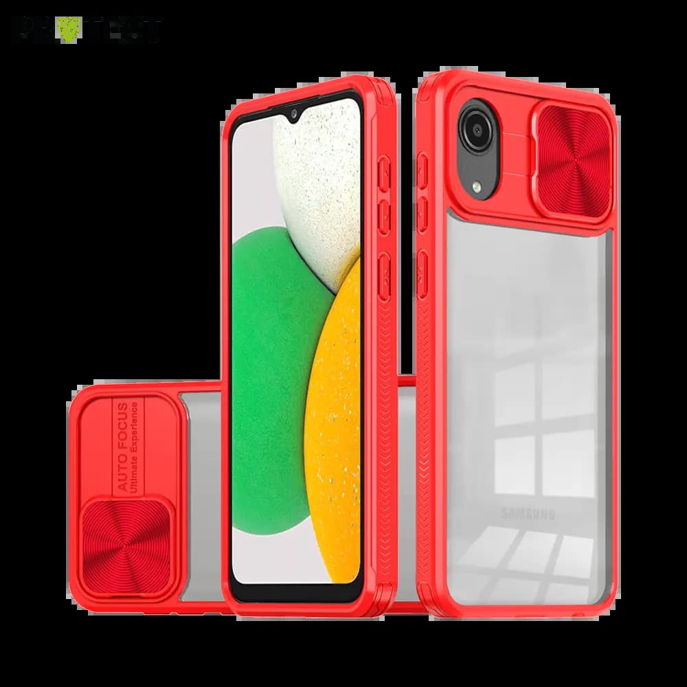 Coque Samsung Galaxy A03 Core avec cache caméra - PROTECT IE027 Rouge 