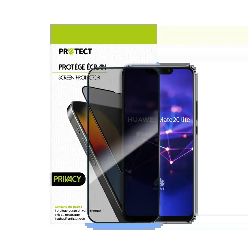 Verre trempé anti-espions Huawei Mate 20 Lite protection écran 9H - PROTECT Transparent