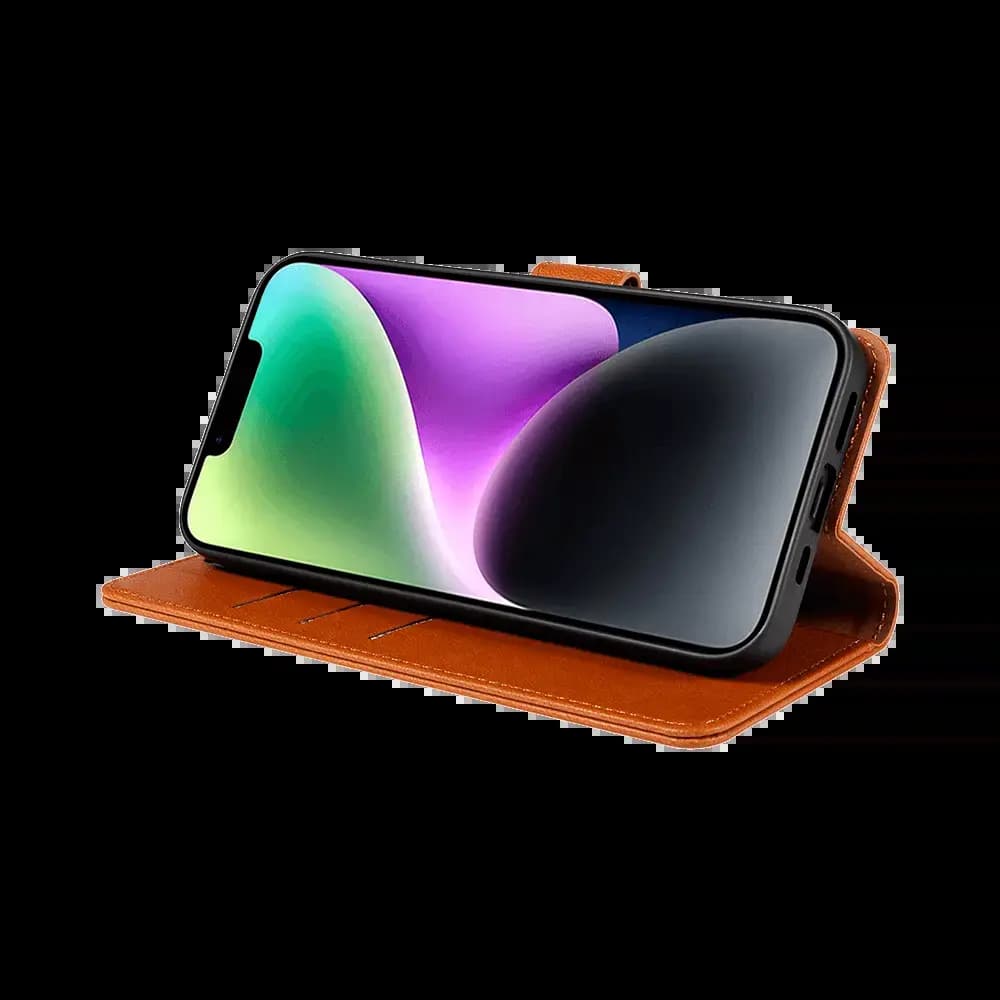 Housse folio anti-RFID iPhone 14 - PROTECT IP011 Marron - Vue 3