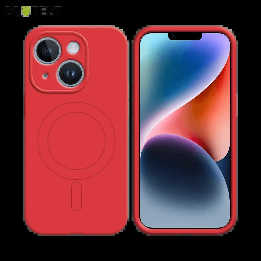 Coque MagSafe iPhone 14 antichoc et intérieur flanelle - PROTECT IZ001 Rouge