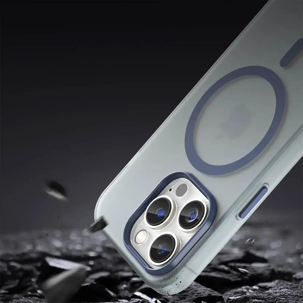 Coque MagSafe bi-matière iPhone 14 Pro - PROTECT MF-006 Bleu Marine